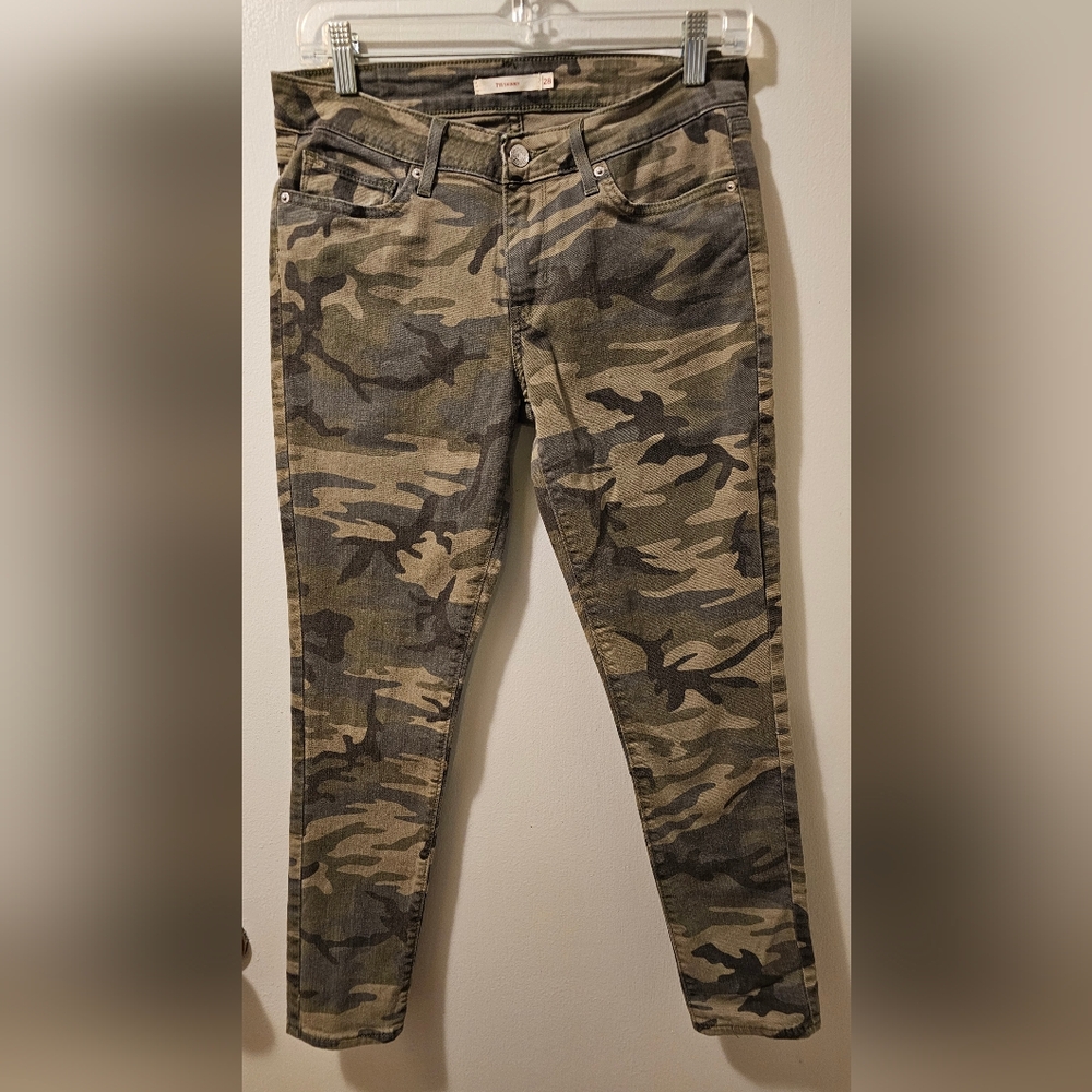 Levi's 711 Skinny Ankle Jeans Green Camo Women’s Size W28 L27